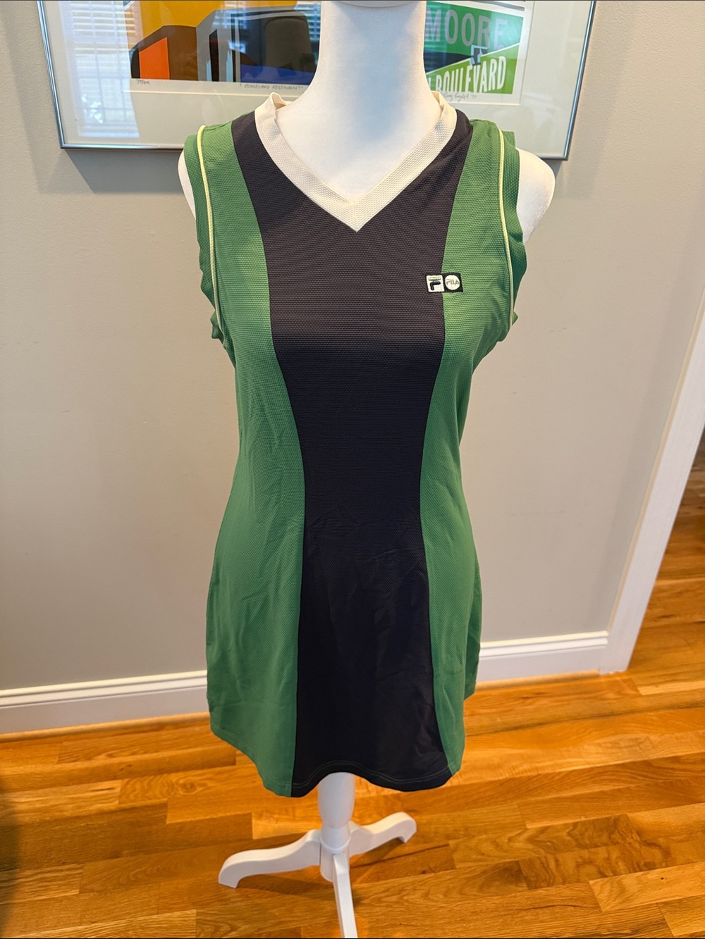 Fila Green and Black V‑Neck Athletic Tank